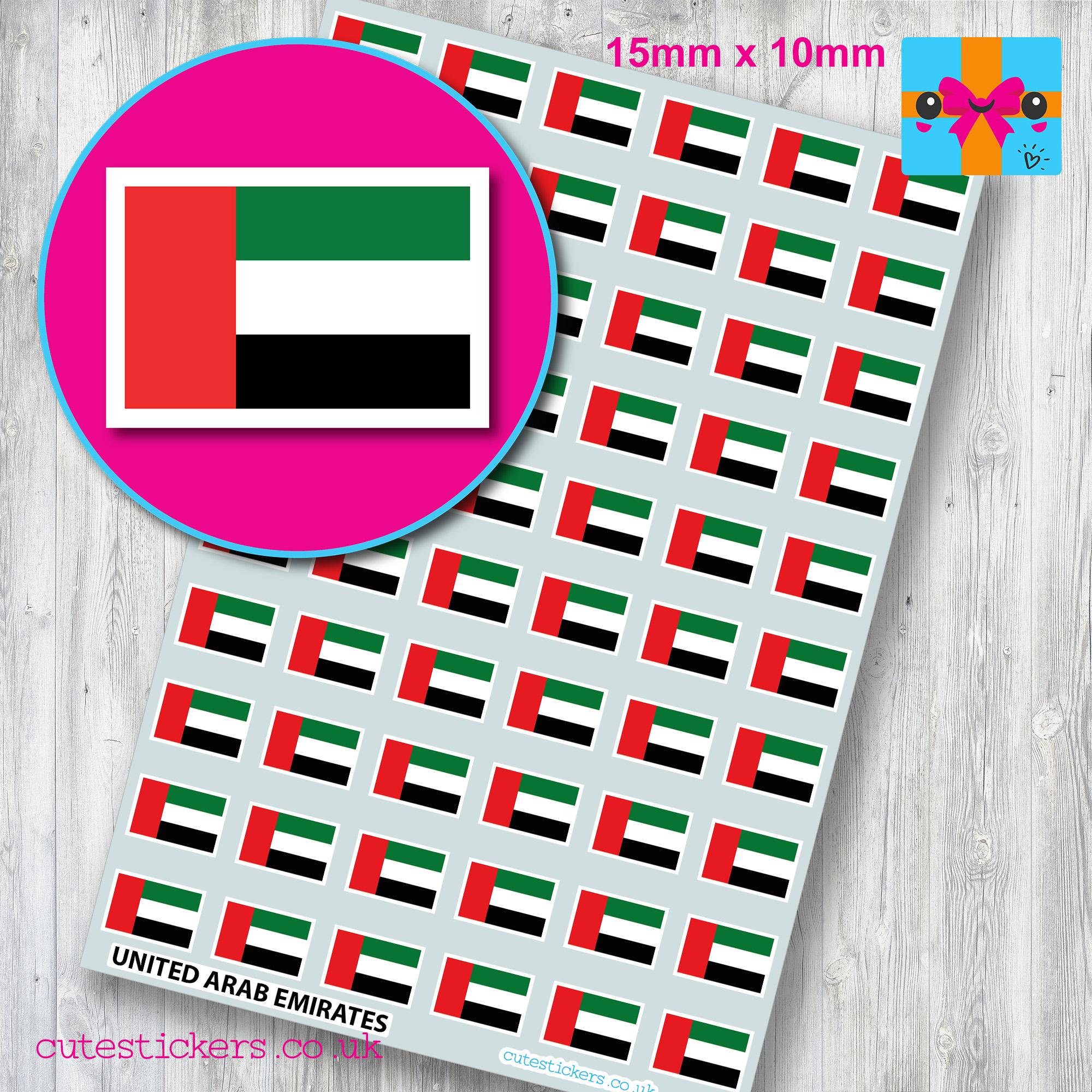 UAE United Arab Emirates Flag Stickers / Small Flag Stickers / 3 Sizes ...