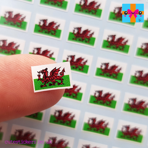 Welsh Flag Mini Planner Stickers /  1cm Wide Flag of Wales Stickers / 144 Stickers Y Ddraig Goch