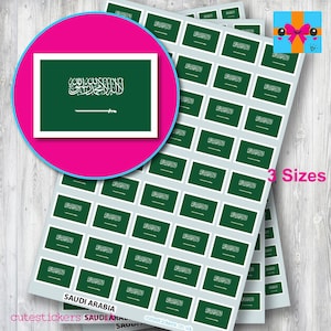Saudi Arabia Flag Stickers / Saudi Arabian Flag Stickers / 3 sizes: 10mm x 7mm, 15mm x 10mm, 20mm x 14mm / Made in the UK