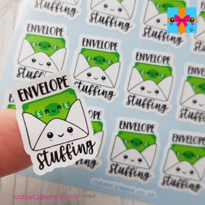Envelope Stuffing Planner Stickers / Cute Kawaii Emergency Fund Planner Stickers / Cash Stuffing British Stickers