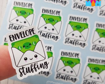 Envelope Stuffing Planner Stickers / Cute Kawaii Emergency Fund Planner Stickers / Cash Stuffing British Stickers