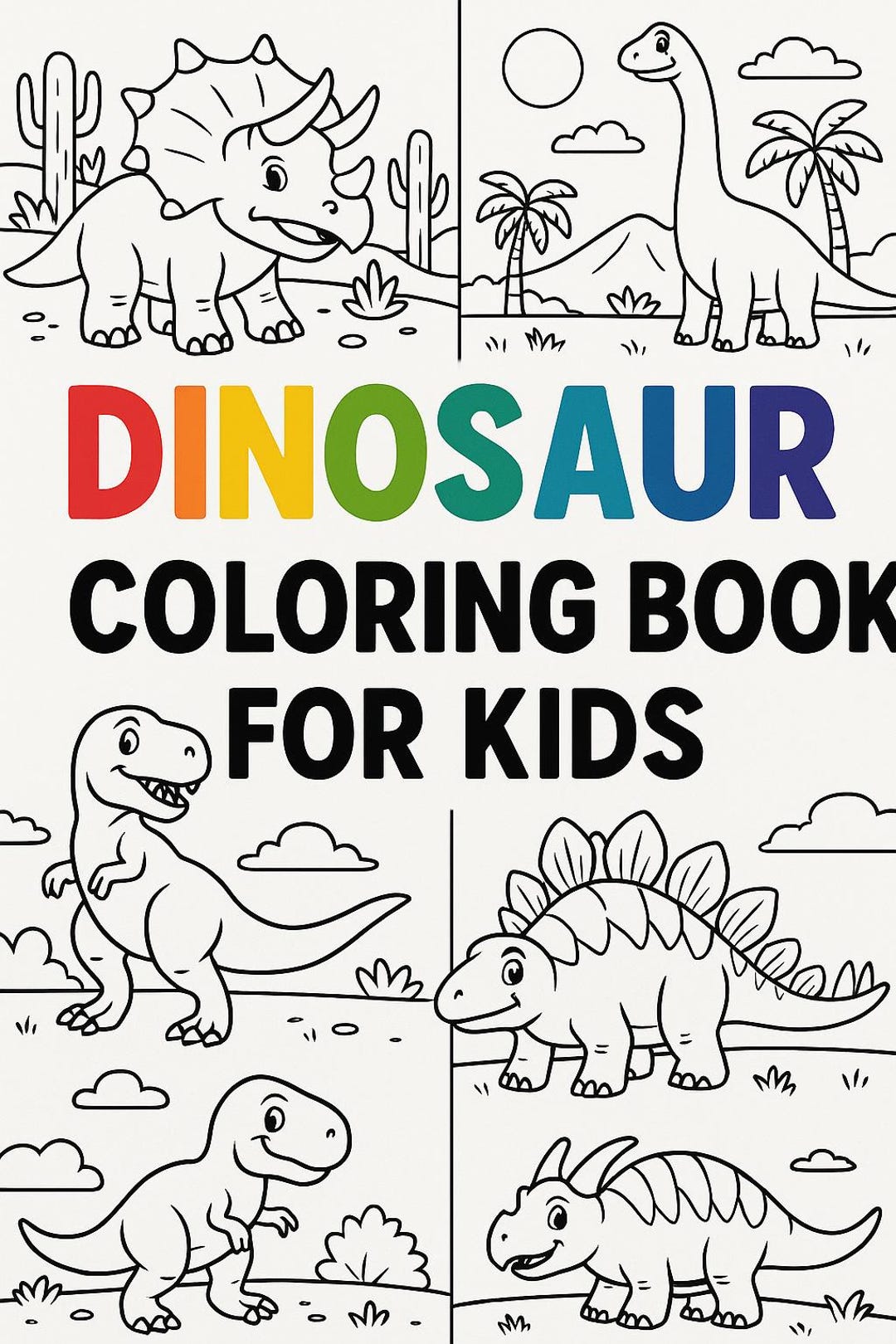 Dinosaur Coloring Book for Kids | 10 Printable Pages | Full-page ...