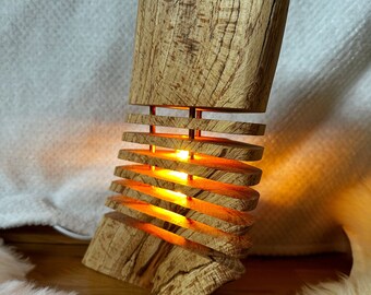 Small natural floor lamp made of wood, wooden lamp made of beech, table lamp, LED