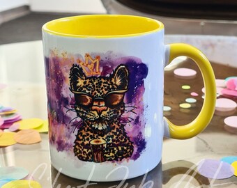 Ceramic cup Leo/Leonie/ Do not respond before the first coffee/Cup/Coffee/ Tea / Happiness / Yoga / Teatime / Coffee break / Gold / Diva