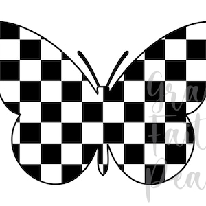 Checkered Butterfly, svg, dxf, jpg, png