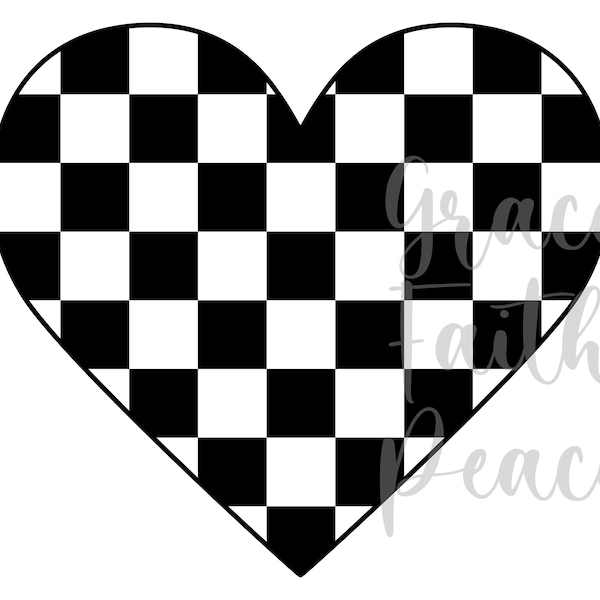 Checkered Heart, svg, dxf, jpg, png