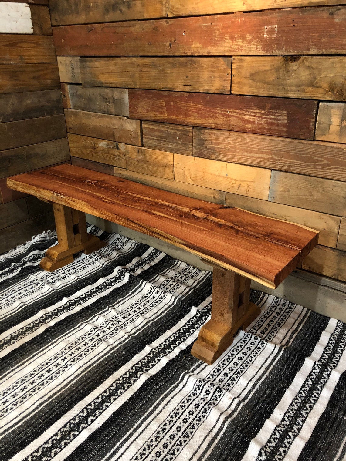 Handmade Rustic Cedar Bench Rough Finish Etsy