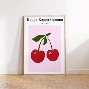 Kappa Kappa Gamma Printable Wall Art, Sorority Room Decor, Sorority Digital Download, Big Little Gift, Dorm Room Art, Cherry Theme Print