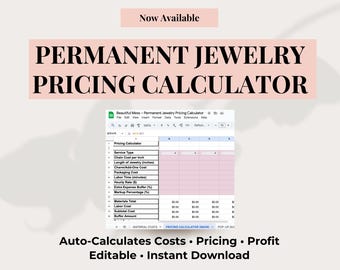 永久ジュエリーの価格計算ツール | Google スプレッドシート テンプレート (デジタル ダウンロード)