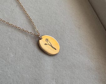 Personalized Birth Flower Necklace | Hand Stamped Gold and Sterling Silver