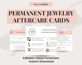 永久ジュエリービジネス | 永久ジュエリー | アフターケアカード + 複数のデザイン | Canvaで編集可能