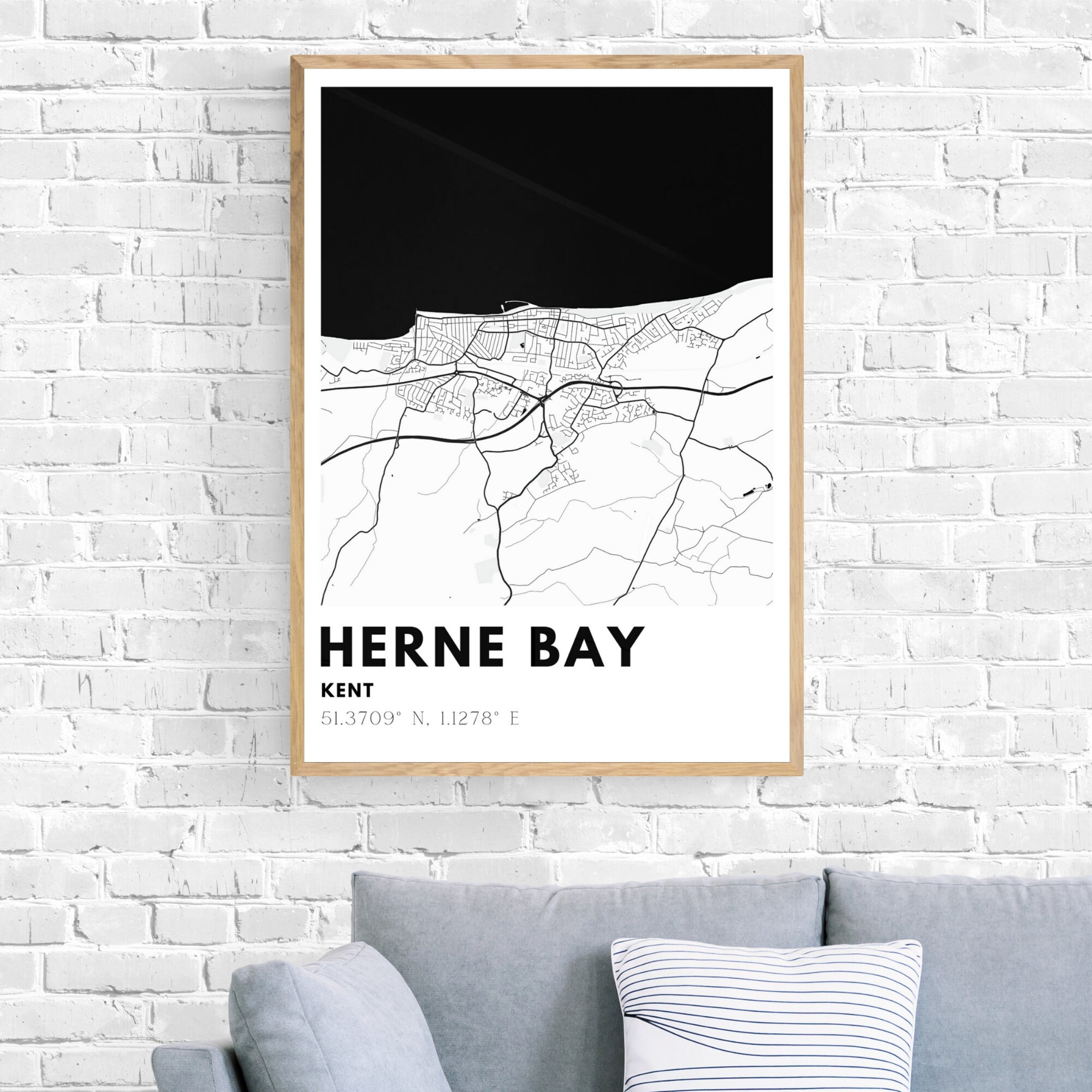 Herne Bay Map Print Kent Map Poster England City Map Herne Etsy