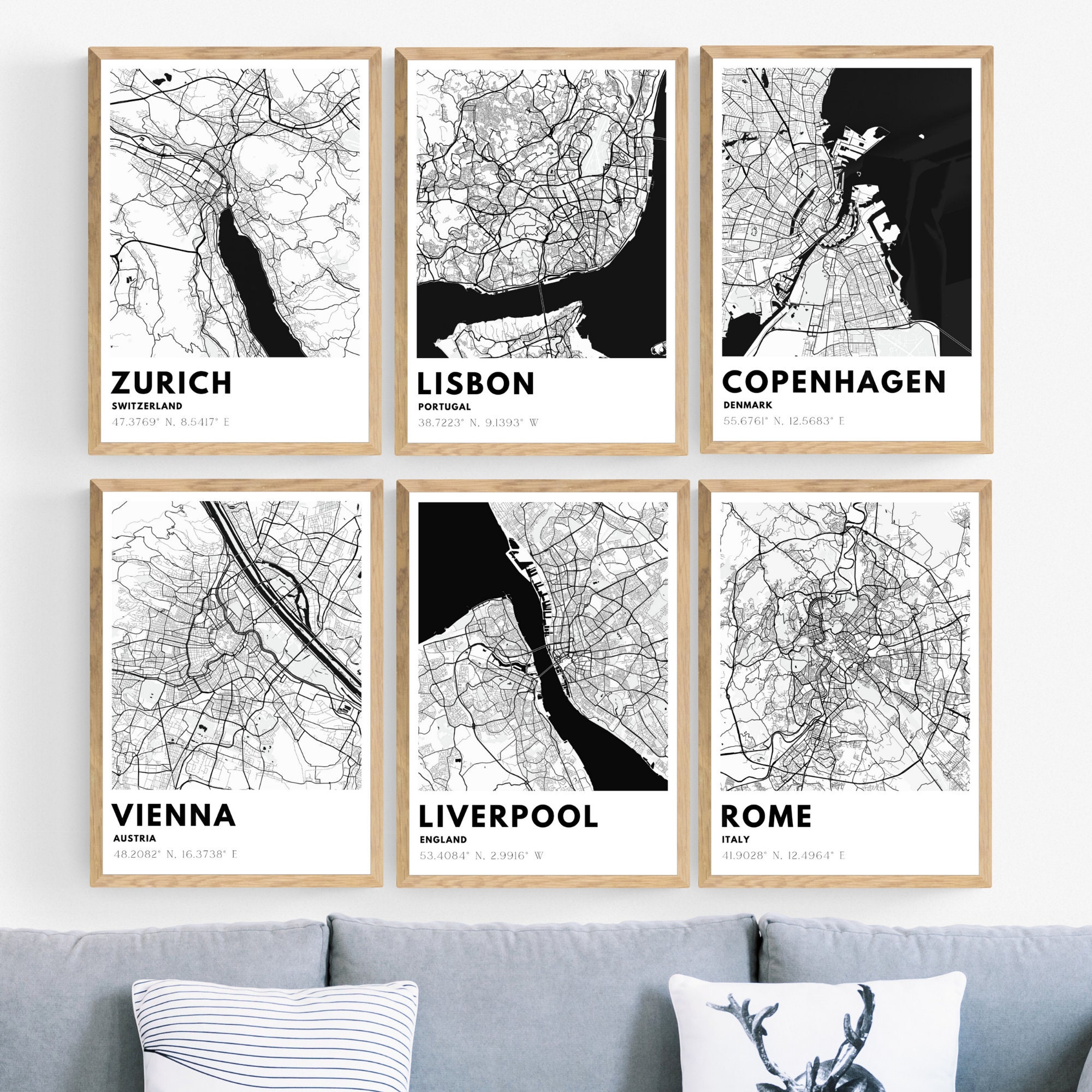 Personalised Map Print Set of 2 Map Prints Custom Map Print Etsy