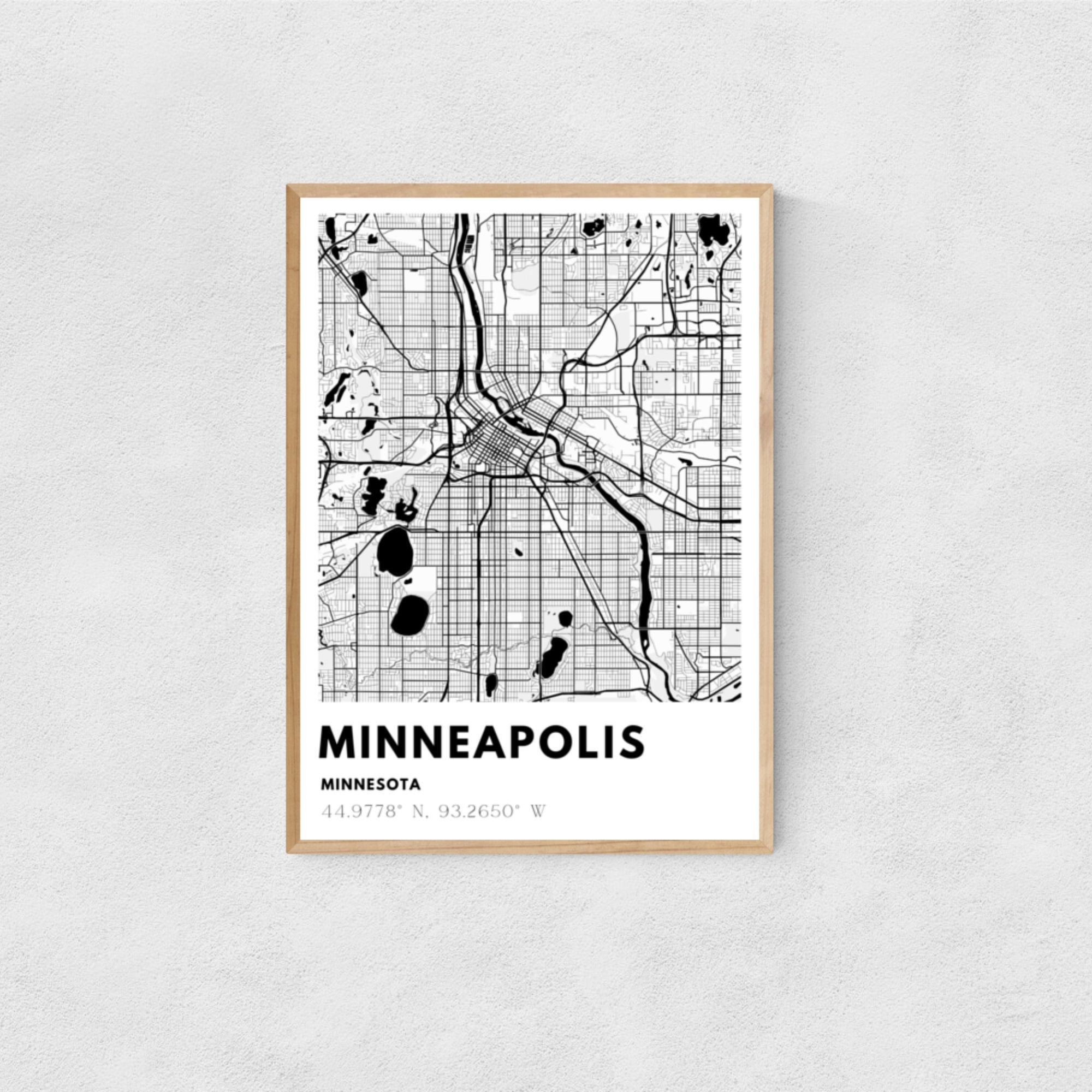 Minneapolis Karte Minneapolis Karte Poster Minneapolis Stadt | Etsy