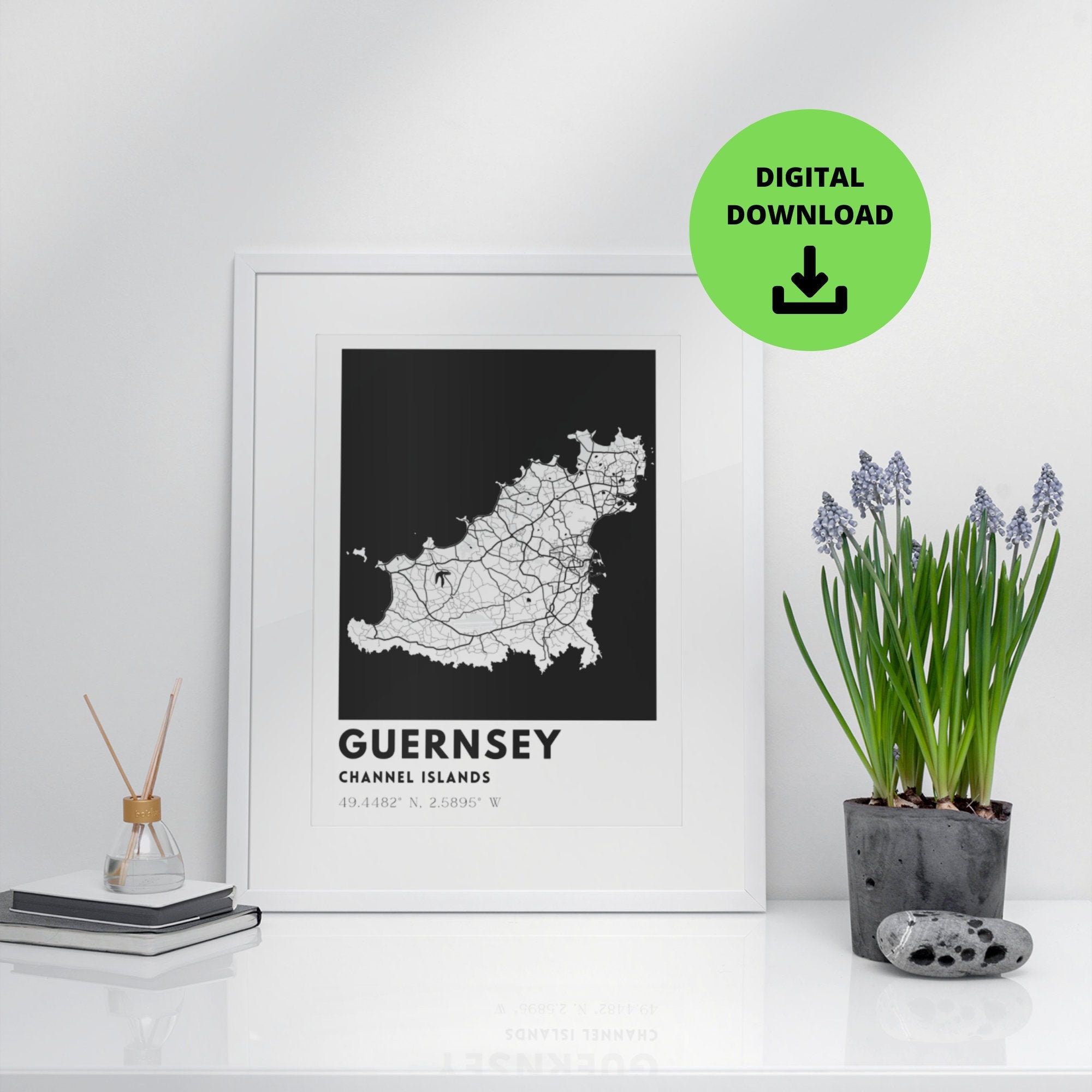 Guernsey Map Digital Print Guernsey Map Print Map Printable | Etsy