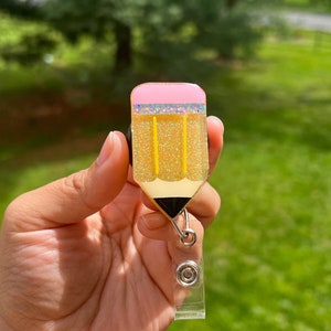 Pencil badge reel, Cute pencil gift Badge ID, Teacher appreciation gift, Thank you gift for her, back to school gift, school staff gift