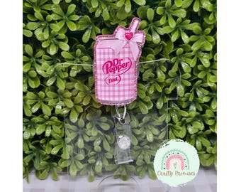 Girly pop diet soda badge reel, work badge ID , Badge reel coquette lover gift, coquette soda badge reel charm, gift for coquette bestie