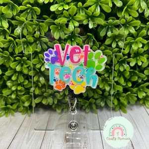 Vet Tech Badge Reel, animal lover badge reel, Dog lover ID Badge, Veterinarian work gift for vet tech, Funny vet tech gift, work bestie gift