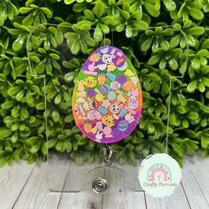 Bobine d'insigne d'oeuf de Pâques, support d'identité de printemps, cadeau d'éducateur, carte d'identité de badge de travail, cadeau d'anniversaire pour collègue, cadeau de remerciement pour elle, cadeau de meilleur ami