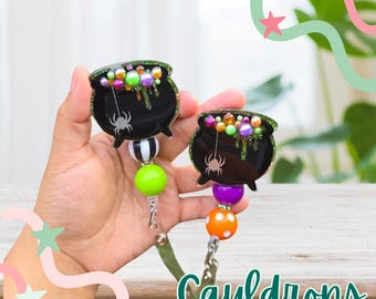 Cauldron Badge Reel,Teacher gift, Nurse badge ID, Birthday gift for nurse, Thank you gift for her, Best friend gift, Halloween gift