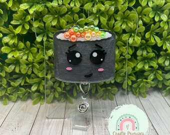 Sushi Badge Reels, Sushi-Liebhaber Badge Reel, Danke Geschenk für einen Foodie, Beste Freundin Geburtstagsgeschenk für ihren Foodie, Kawaii Geschenk für Mitarbeiter