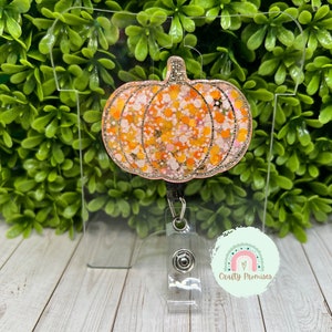 Pumpkin Badge Reel,Badge Reel, Medical Badge Reel, Teacher Badge Reel,Office Staff badge reel, Thank you gift, Birthday Gift, Dainty badge