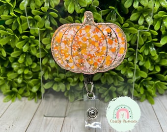 Pumpkin Badge Reel,Badge Reel, Medical Badge Reel, Teacher Badge Reel,Office Staff badge reel, Thank you gift, Birthday Gift, Dainty badge