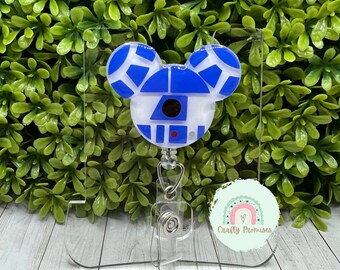 Weltraum Roboter Ausweisrolle, blauer Weltraum Droide Ausweishalter Geschenk, blauer Droide Ausweis, Danke Geschenk für ihn, Geschenk des Vaters