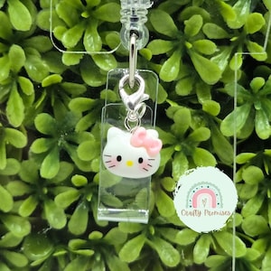 Kawaii kitty with bow charm for badge reel, Nurse MA badge ID charm, Badge reel accessory removable, cute cat badge reel charm, Nurse gift