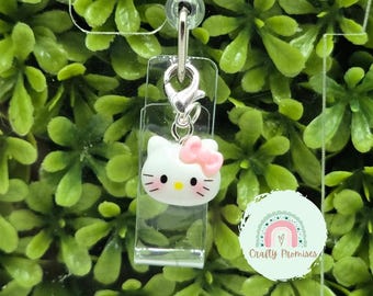 Kawaii kitty with bow charm for badge reel, Nurse MA badge ID charm, Badge reel accessory removable, cute cat badge reel charm, Nurse gift