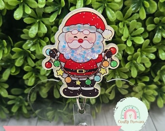 kawaii santa glitter shaker abzeichen reel, abzeichen reel für Krankenschwestern, Weihnachten Krankenschwester