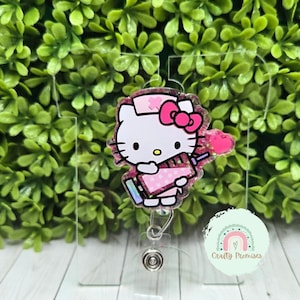 medical kawaii kitty badge reel, cute medical cat badge ID Holder, cute cat lover gift for work, medical student nurse badge, pediatric gift