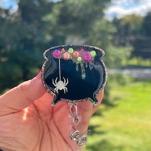Cauldron Badge Reel,Teacher gift, Nurse badge ID, Birthday gift for nurse, Thank you gift for her, Best friend gift, Halloween gift