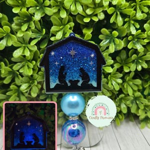 Krippe Abzeichen Reel, einzigartiges Geschenk für Weihnachtsliebhaber, religiöses Feiertags-Designabzeichen, Weihnachtsgeschenk für christliches, geheimes Weihnachtsgeschenk