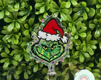 Mean one glitter shaker badge reel, fun christmas nurse badge reel, stocking stuffer for coworker, secret santa gift for nurse, teacher gift