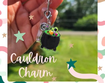 Cauldron charm for badge reel, Nurse MA badge ID charm,Fall Badge reel accessory removable, cute halloween badge reel charm, gift for nurse