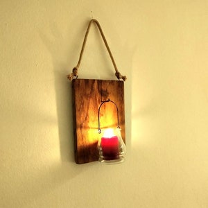 Lantern candle holder wall decoration old wood mural