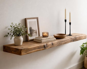 Wall shelf, hanging shelf, floating shelf, reclaimed wood, chopped, sideboard, storage, wooden shelf