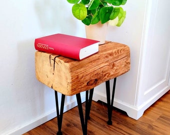 Bedside table console stool side table reclaimed wood beam table Reclaimed Wood