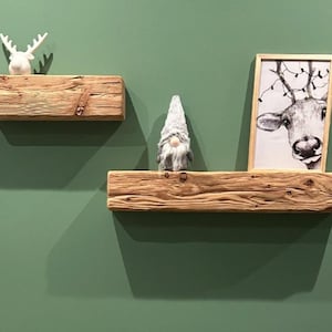 Wall shelf, hanging shelf, reclaimed wood beams, fireplace, coat