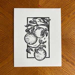 ORANGE TREE | 8x10 inch | original linocut print | limited edition
