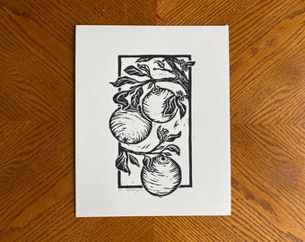 ORANGE TREE | 8x10 inch | original linocut print | limited edition