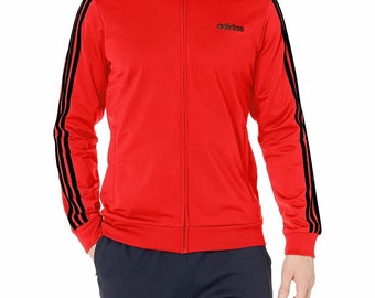 adidas track top black with red stripes