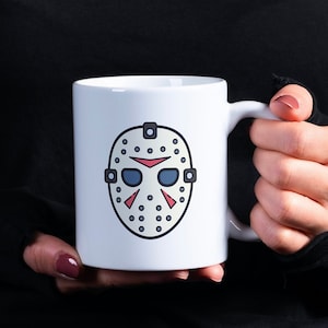 Minimalist Friday the 13th Jason Mug | Jason Vorhees | Modern Halloween Coffee Cup | Horror Fans Merchandise | Birthday Gift | Fall Present