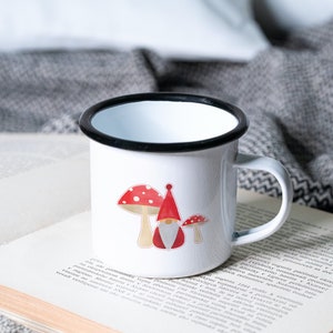Gnome Mug | Cottage Core Mug | Fairy Mug | Fantasy Mug | Enamel Mug | Camping Mug | Travel Mug | Gift for Her | Boho Mug | Mushroom Mug