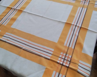 Small Table Cloth Weaving with fringe Retro 70/'s Table Runner Vintage Table Linen Orange Brown Boho Look Table Centerpiece