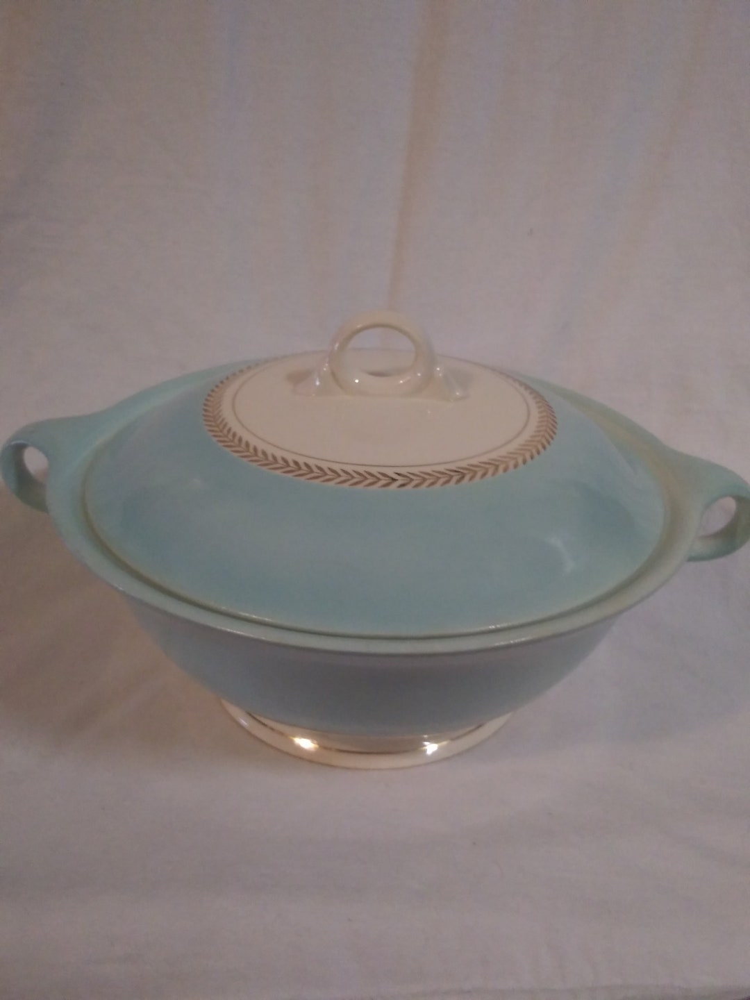 Candlelight by American Limoges 22K Gold Federal Araby Blue Soup