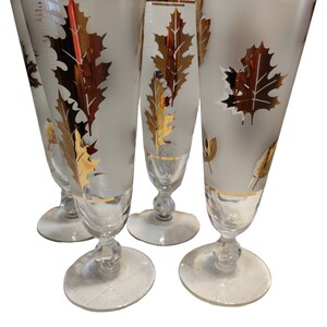 Set of Four Pilsner Glasses || Frosted Pilsner Glasses || Vintage Barware || Mid Century Barware || Frosted and Gold Glasses