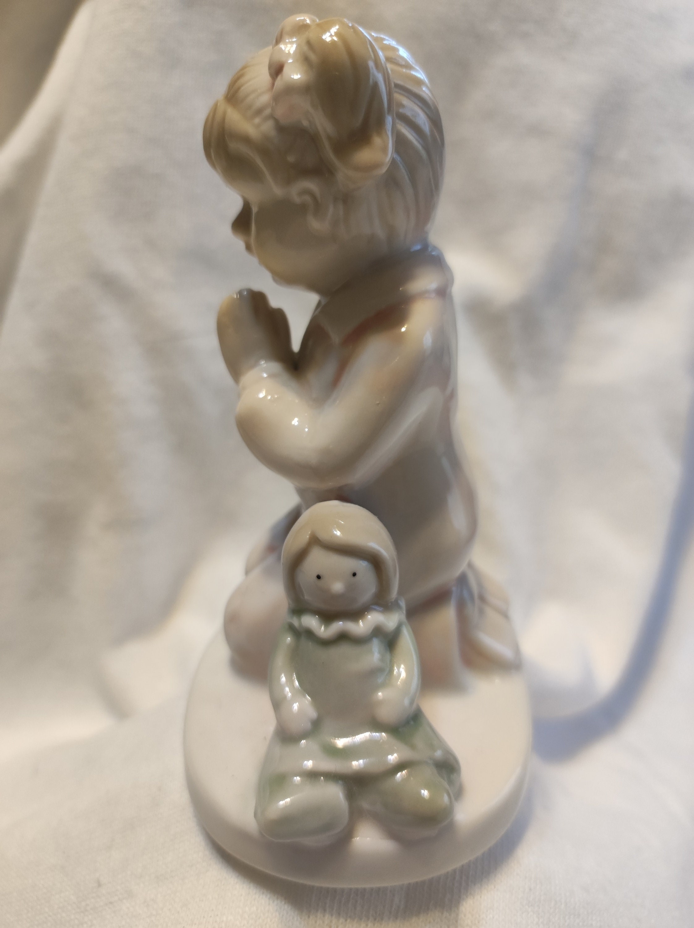 Ceramic Praying Girl With Doll - Etsy
