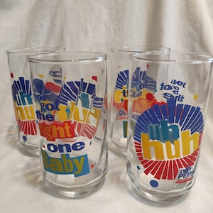 Diet Pepsi You&#39;ve Got the Right One Baby Uh Huh Ray Charles Vintage 1990&#39;s Glass, Pepsi Glass, Diet Pepsi Nostalgia, Ray Charles Lot 4